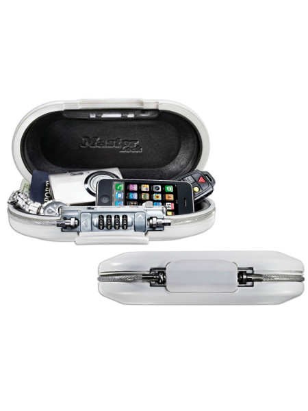 Mini coffre safespace Master Lock avec câble intégré corps de couleur blanc